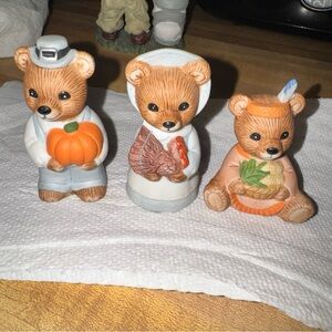 Homco vintage thanksgiving bears figurines